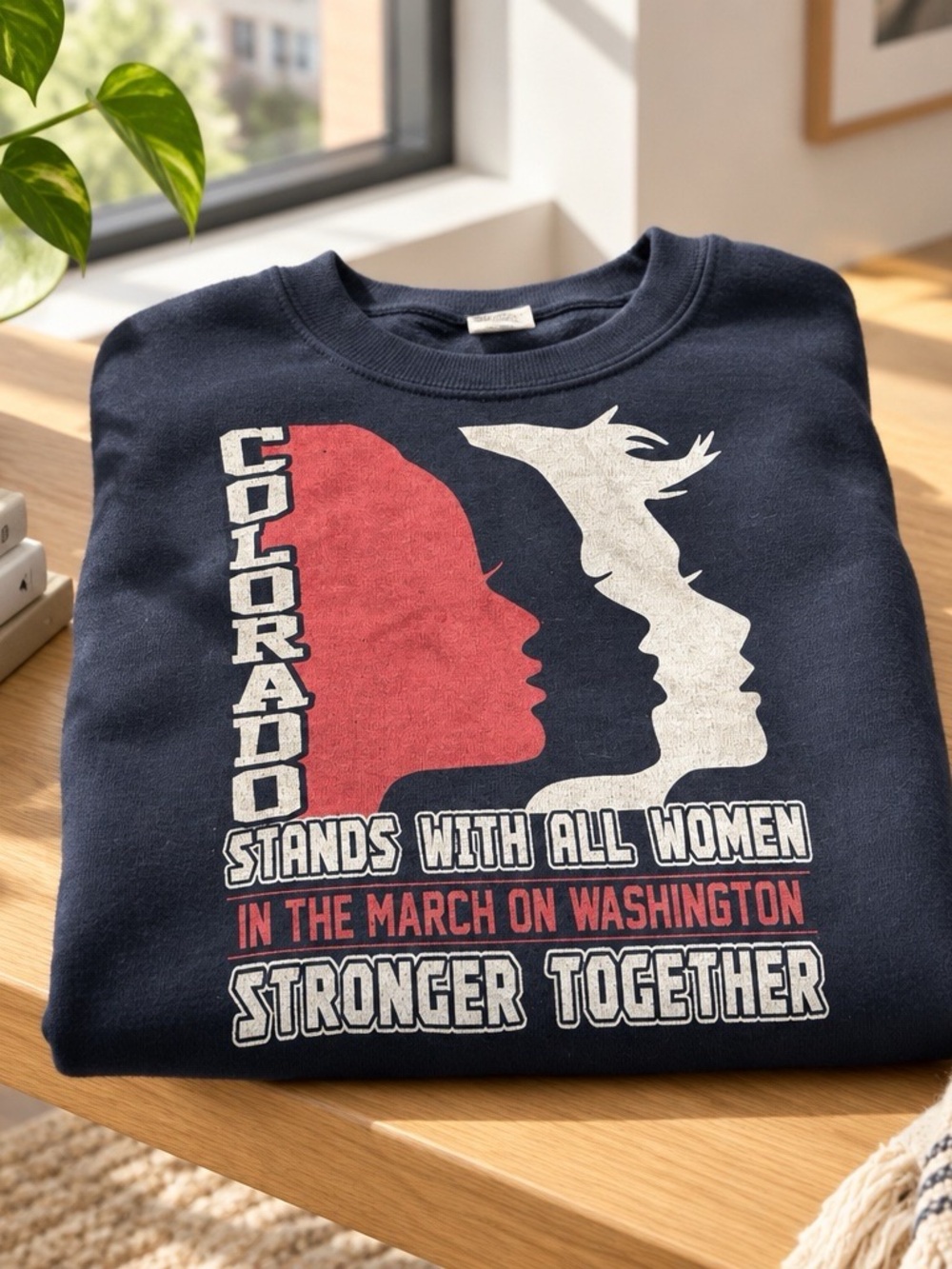 Gildan Navy Sweatshirt with Red and White March Graphic